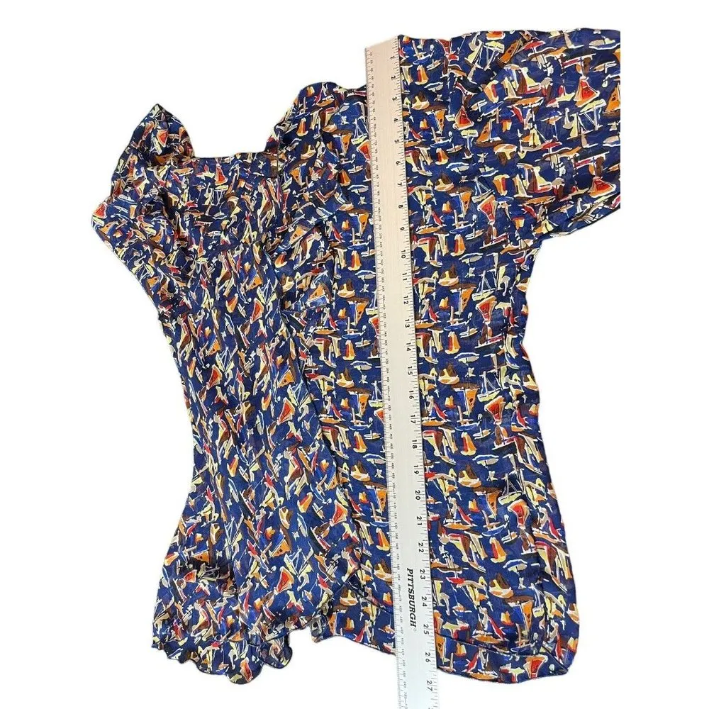 Sheer Open Front Short Sleeve Novelty Print Sailboat Nautical Cardigan S - Image 5