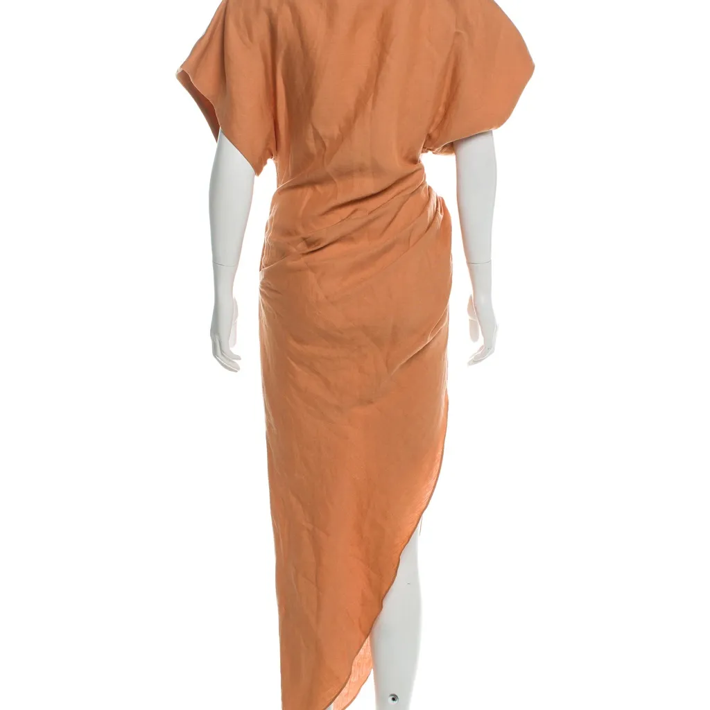 Jacquemus La Bomba linen mid-length dress in terracotta Small - Image 6