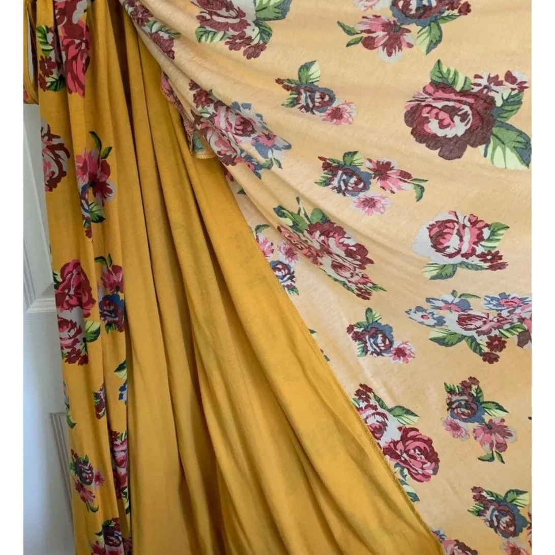 Matilda‎ Jane Size Medium Alana Mustard Yellow Floral Knit Wrap Maxi Dress - Image 4