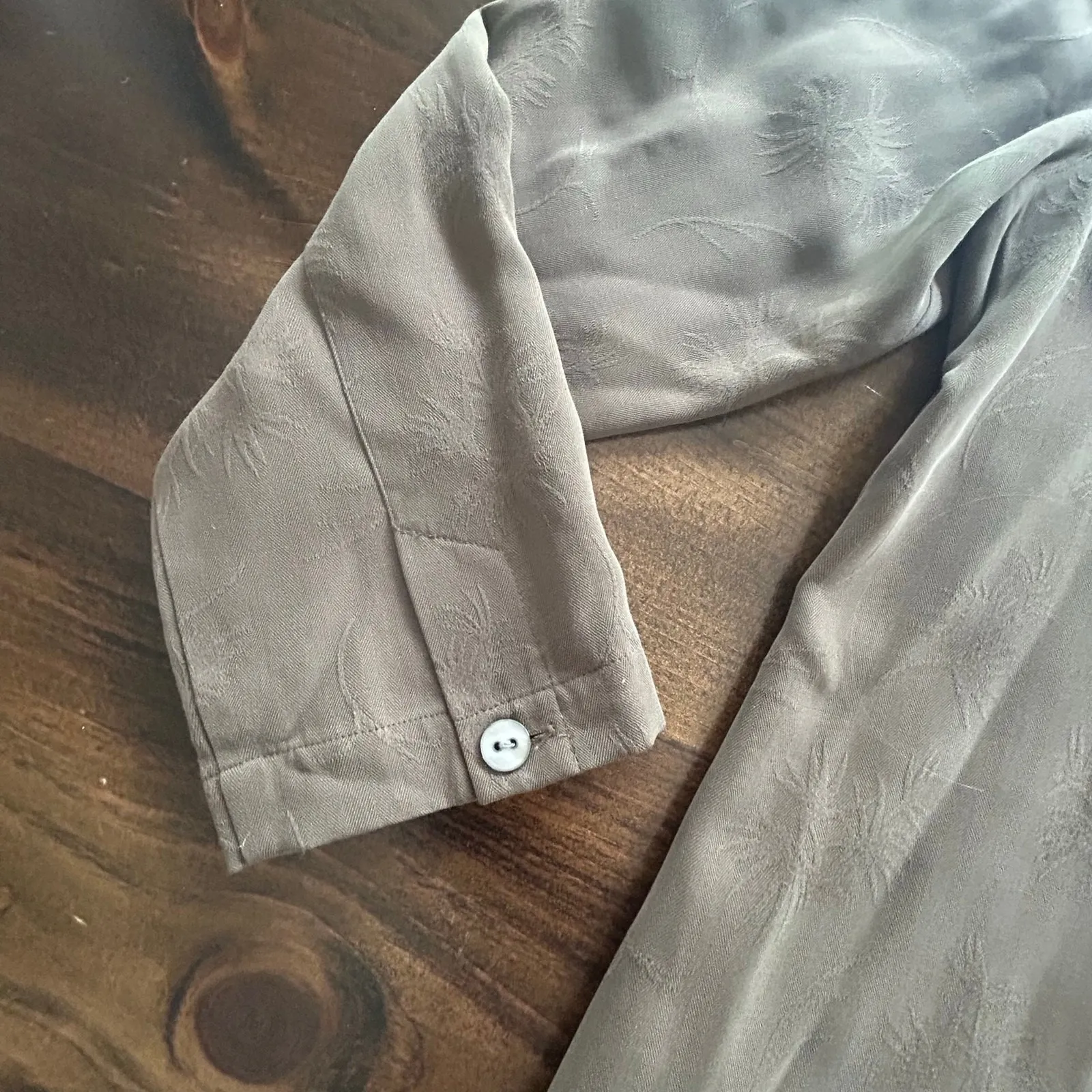 Chico's 100% Silk Blazer Pants Set Womens M/L Asian Art Lining Brown Suit Outfit - Image 5