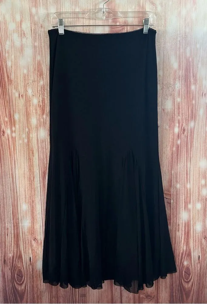 Cider  Black Mesh Mid Rise Ruffle Maxi Skirt - Image 7