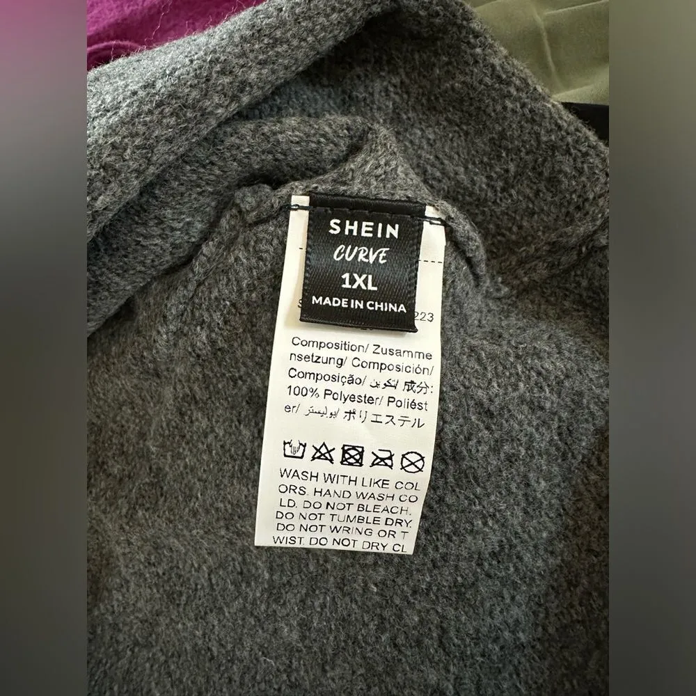 Woman’s SHEIN Poncho with Zipper Gray (658) - Image 5