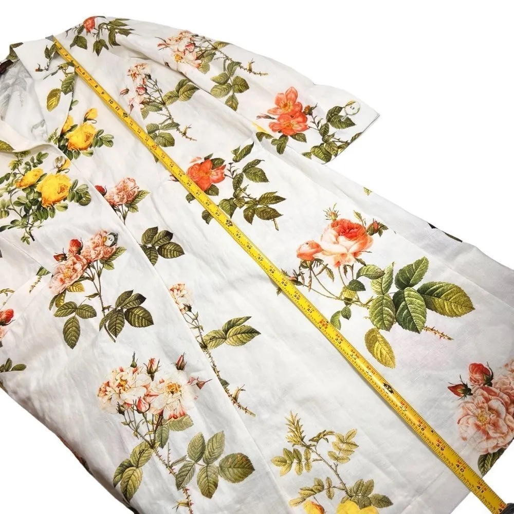 Anthropologie Payal Pratap Floral Longline Linen Blazer Jacket - Image 11