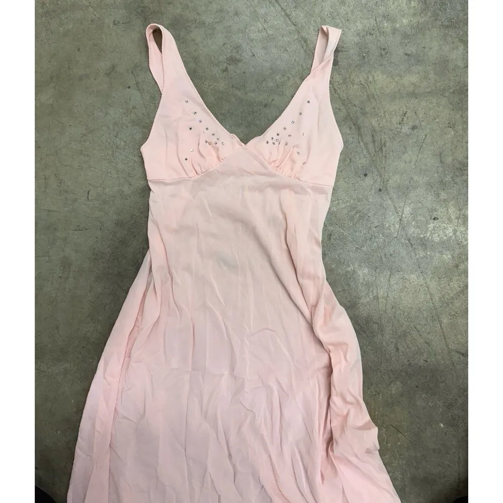 Vintage Coquette bedazzled pink sheer maxi plunge dress - Image 10