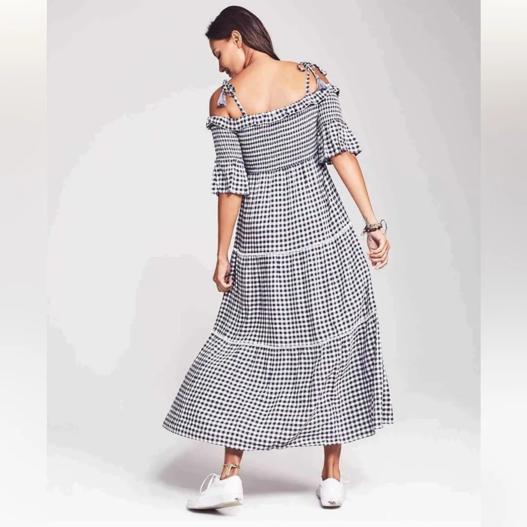 Faherty Sylvia gingham tiered maxi dress size xs, new - Image 2