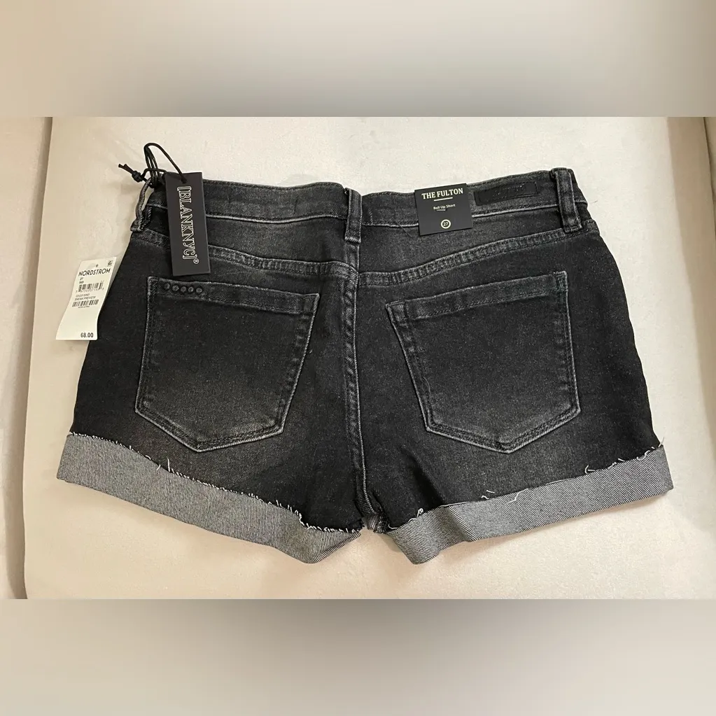Blank NYC NWT The Fulton Roll Up Distressed Jean Shorts Black Size 27 - Image 4