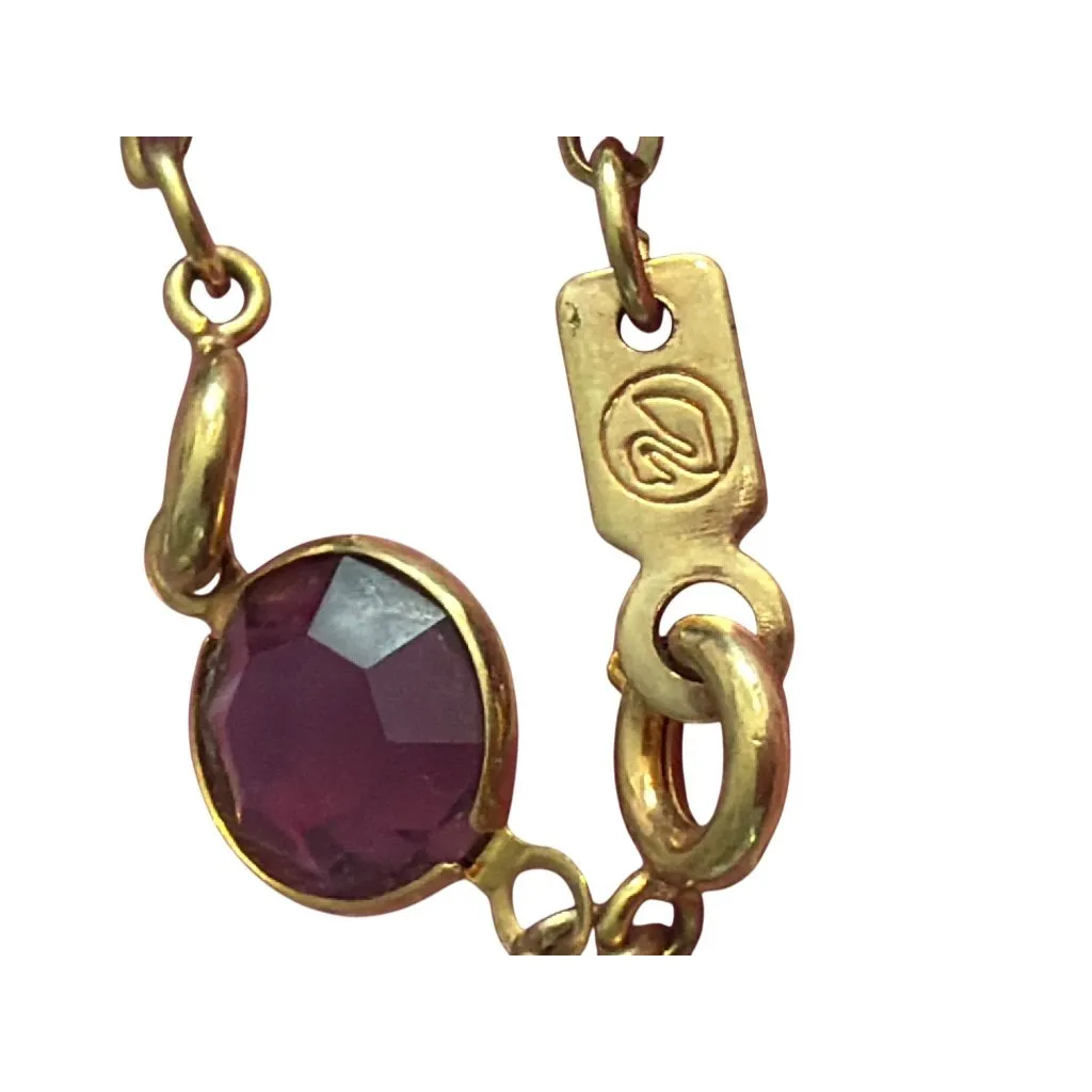 Vintage Swarovski Gold Tone Amethyst Crystal Bracelet Bezel Set 7 3/4" Estate - Image 4