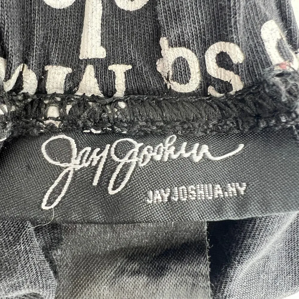 Jay Joshua MEDIUM Black White Hollywood Los Angeles Print Pajama Pants - Image 6