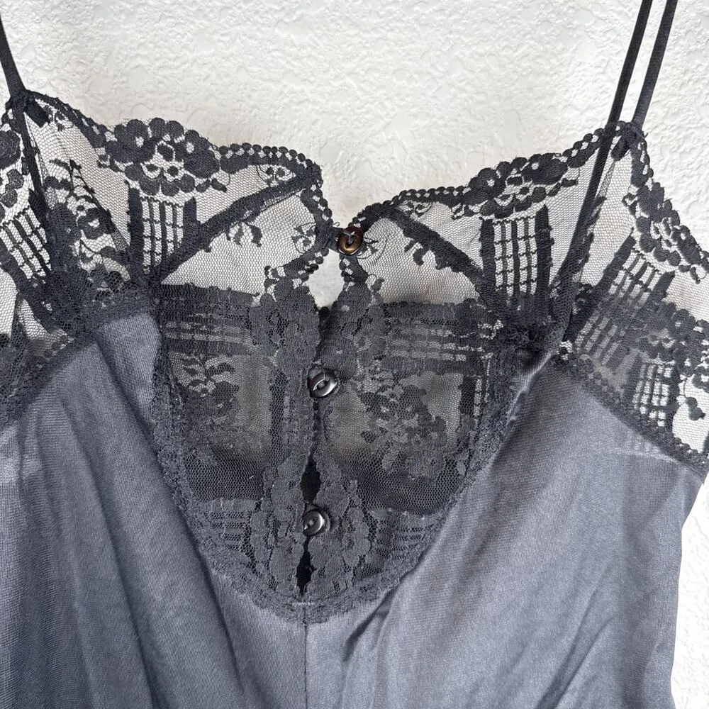 Formfit Rogers Vintage Satin Lace Teddy Bodysuit Size 34 XS/S Black Nylon - Image 2