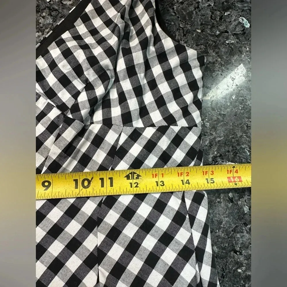 BETSEY JOHNSON | Gingham Check Fit & Flare Black / Ivory Dress Size 6 NWT - Image 7