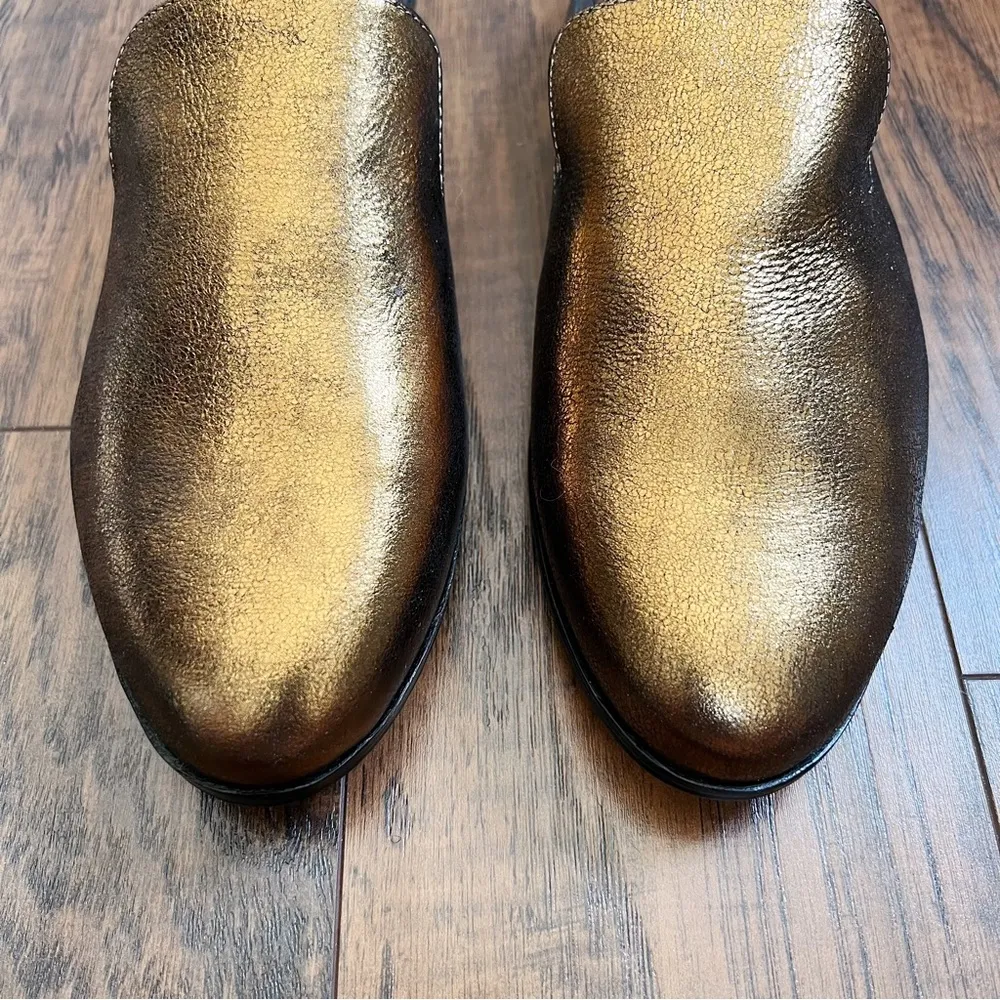 Donna Karan • NEW Mott Mule leather backless loafer Bronze gold metallic slide - Image 6