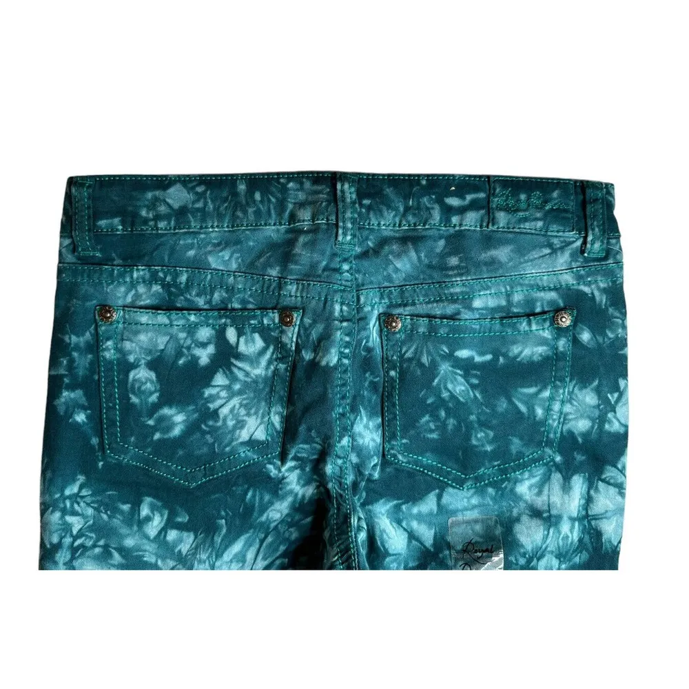 NEW Royal Premium Womens Turquoise Tie Dye Ankle Skinny Leg Jeans Blue Size 6 - Image 7