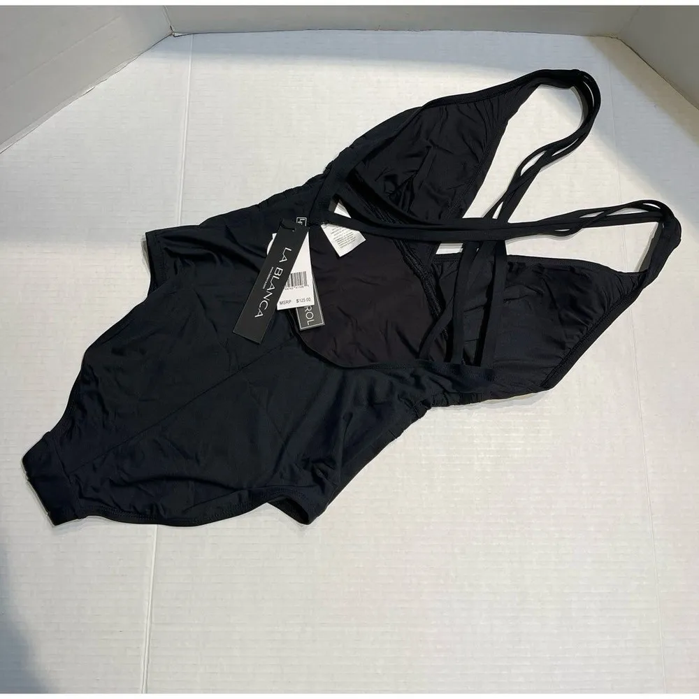 La Blanca Island Goddess One Piece Swimsuit Black Size 6 New With Tags - Image 5