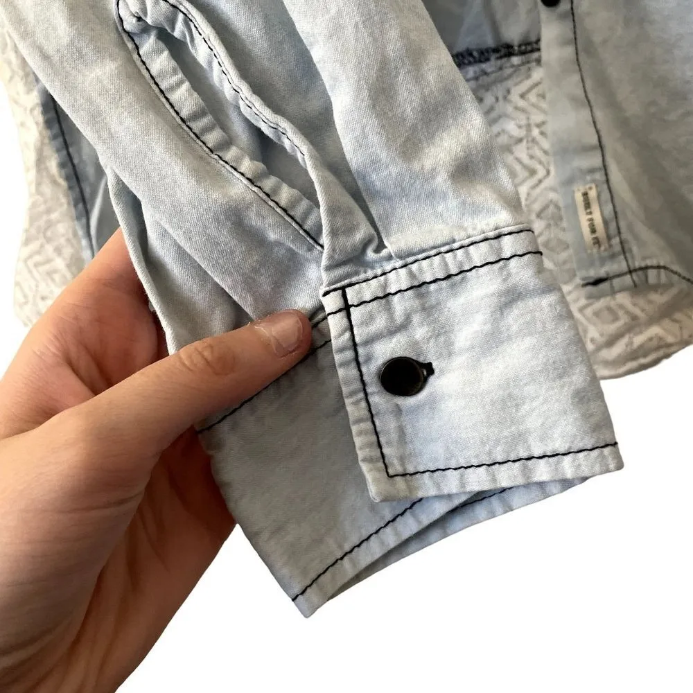 CAT Caterpillar lace blue button down long sleeved top classic comfort work - Image 6