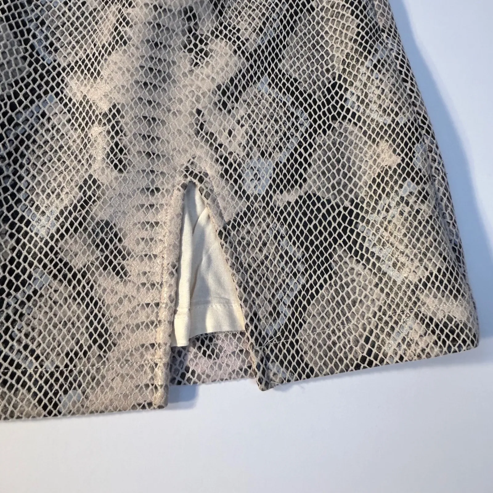 Olivacious Python Snake Print Mini Skirt with Side Slit Women Size S Gray - Image 6