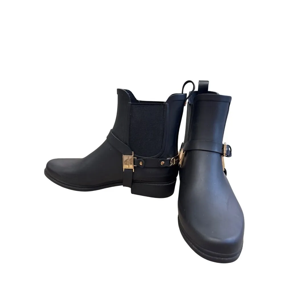 Karl Lagerfeld Lou Womens Black Rubber Rain Boots Size 8M SKU 7599 - Image 2