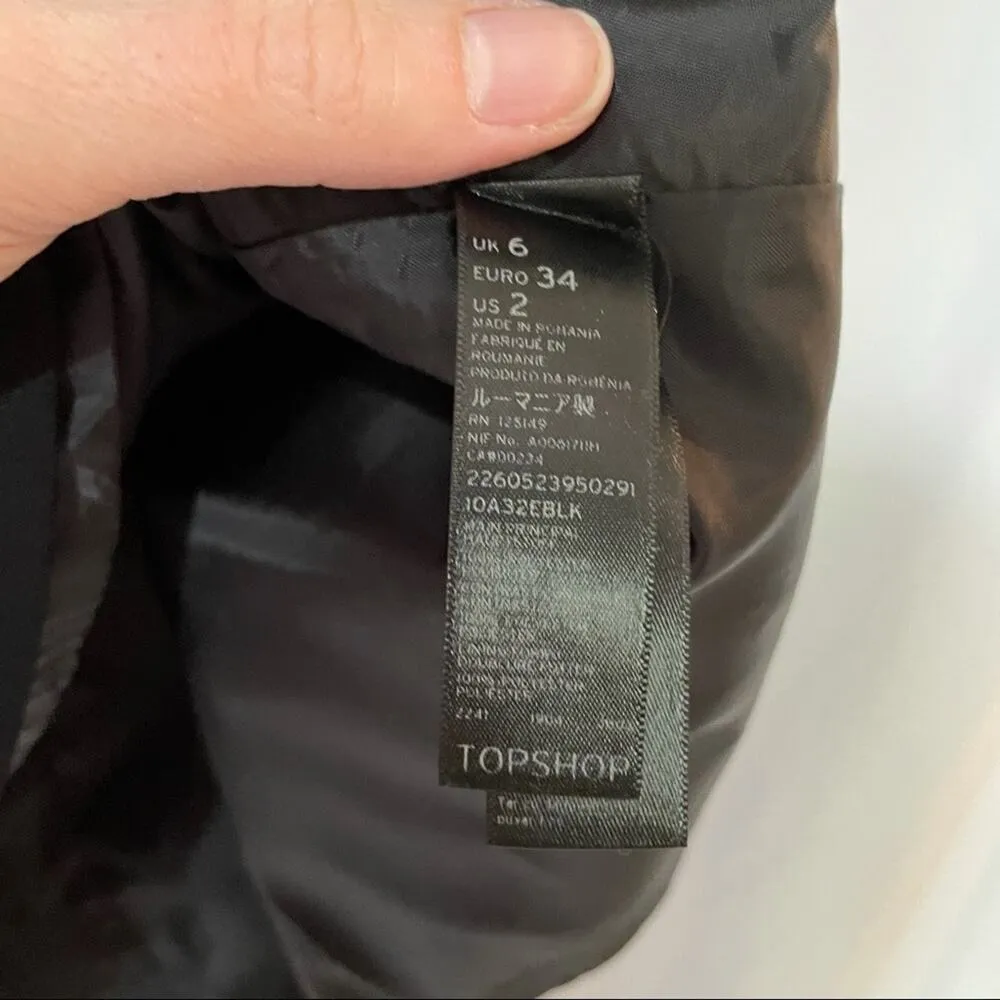 Topshop Black Ruffled Sleeve Mini Dress Womens 2 Sheer Formal Party A line - Image 6