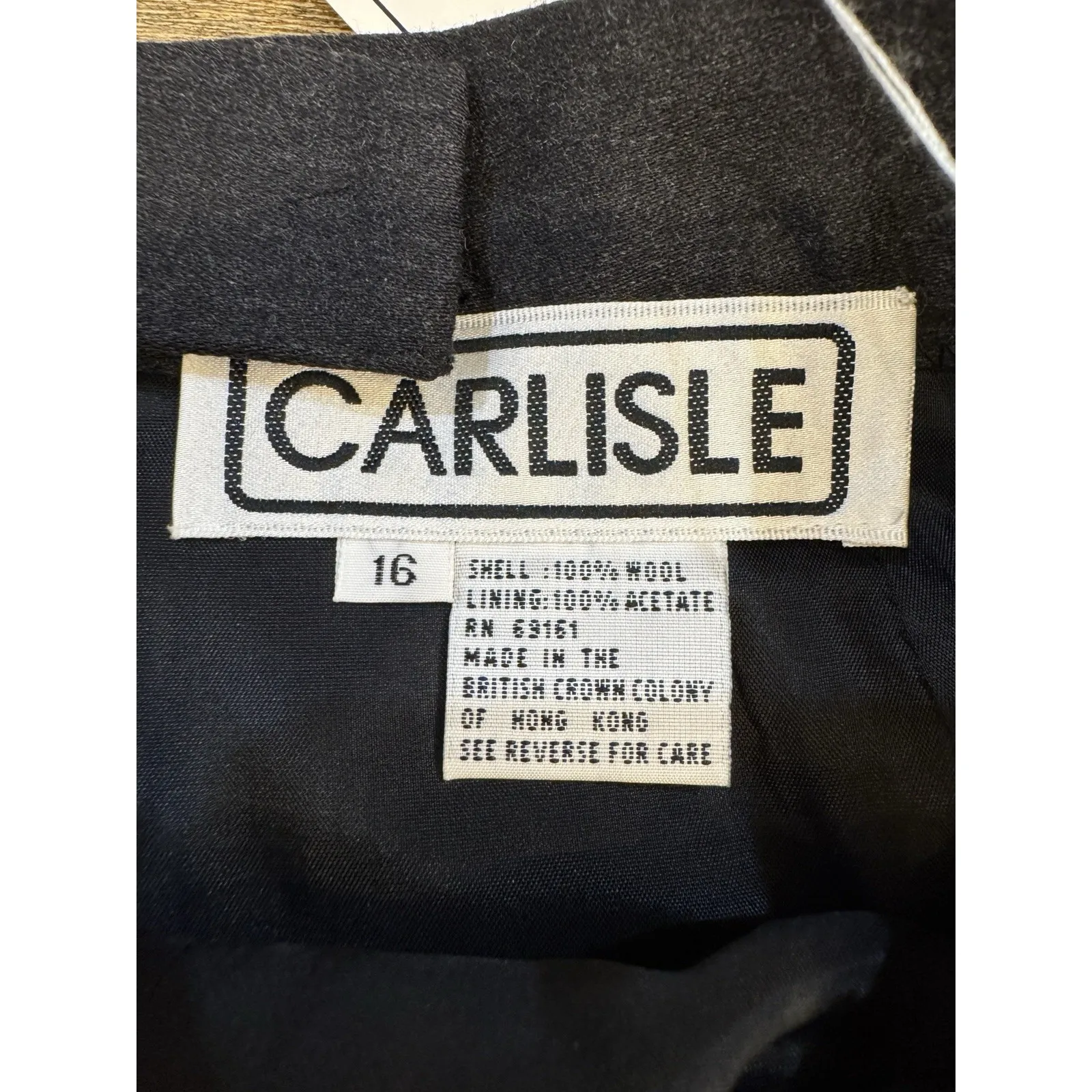 Vintage Dead stock Carlisle Wool Gray Pencil Midi Skirt Size 16 Faux Wrap - Image 7