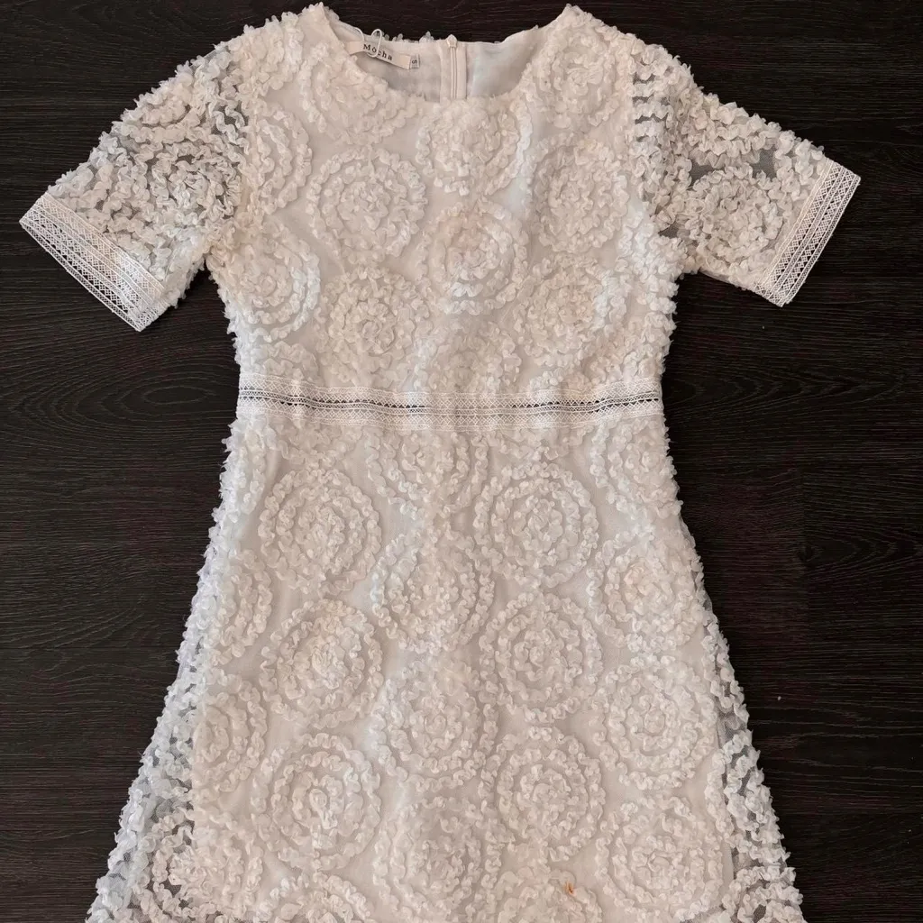 Womans Mocha Elegant Casual Skirt Cream White Dress Size Small - Image 2