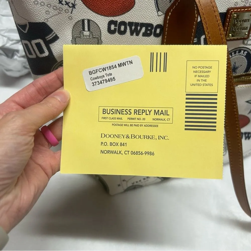 Dooney & Bourke Dallas Cowboys NFL Football Purse Shopper Tote White Large NWT - Image 7