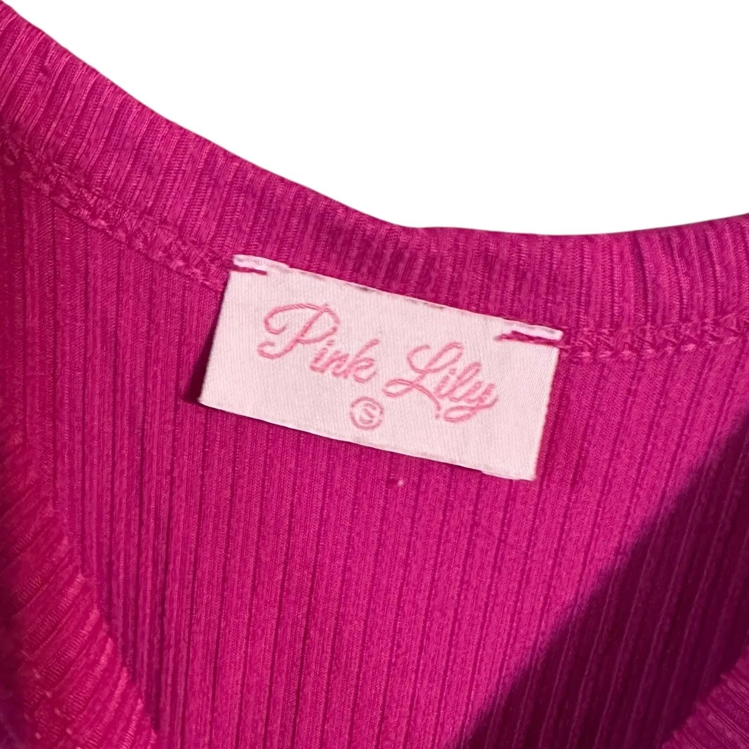 Pink Lily tank‎ top ribbed bodysuit size small - Image 4