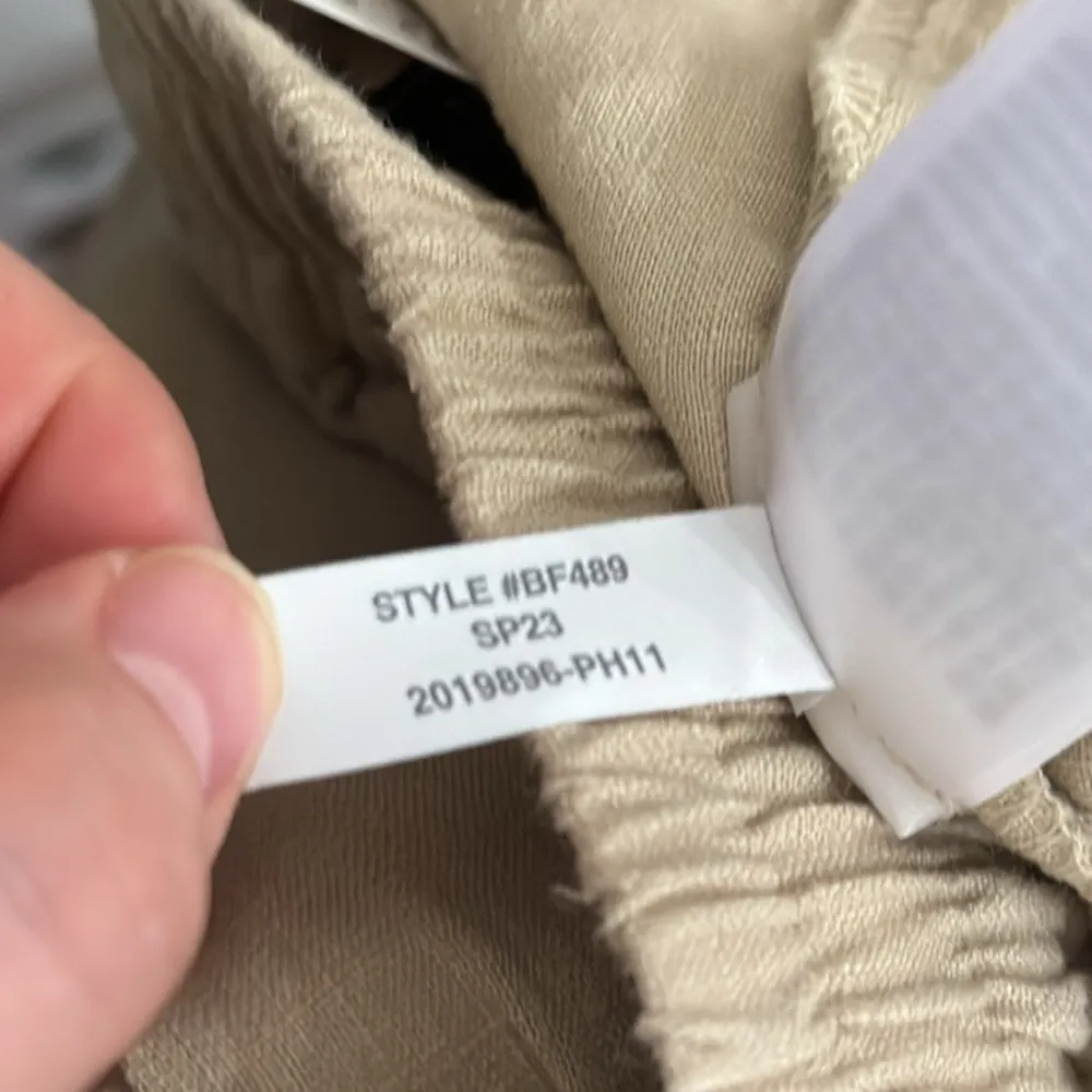 J. Crew Wide-leg seaside textured drawstring pant in linen beige hue size M tall - Image 12