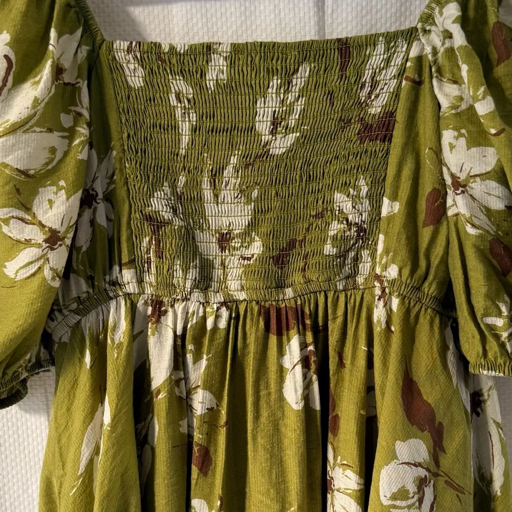 Blu Pepper Olive Floral Mini Dress | Size M - Image 7