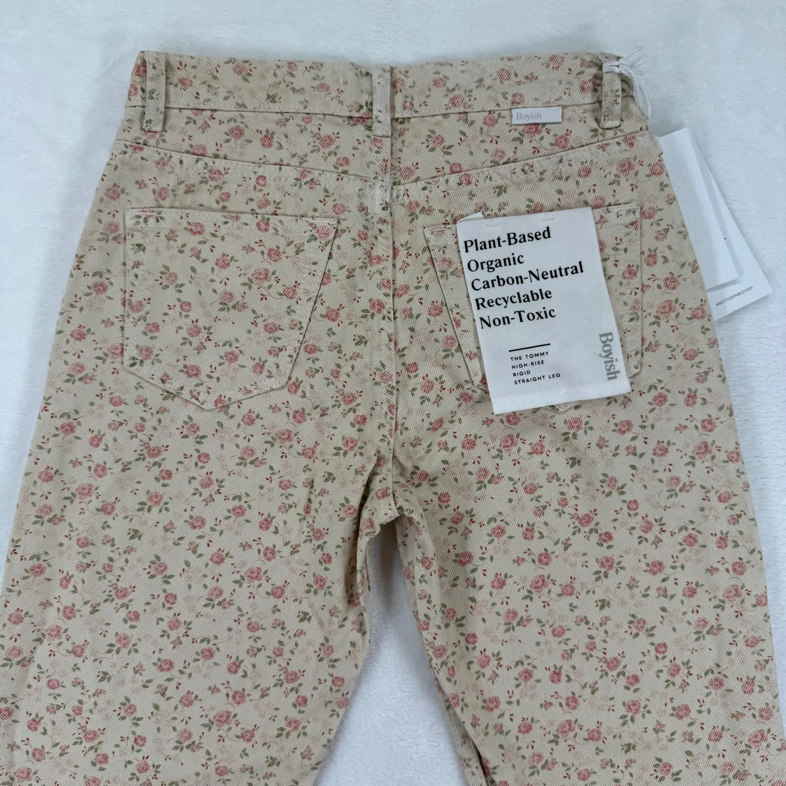 Boyish The Tommy High Rise Straight Leg Jeans Desert Rose Floral Print Size 26 - Image 2
