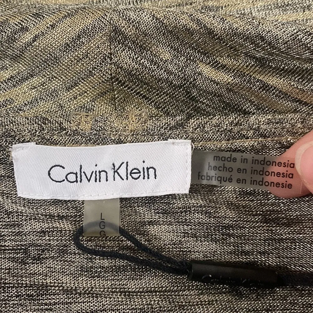 New Calvin Klein Metallic Flyaway waterfall gold foil cascading cardigan size L - Image 11