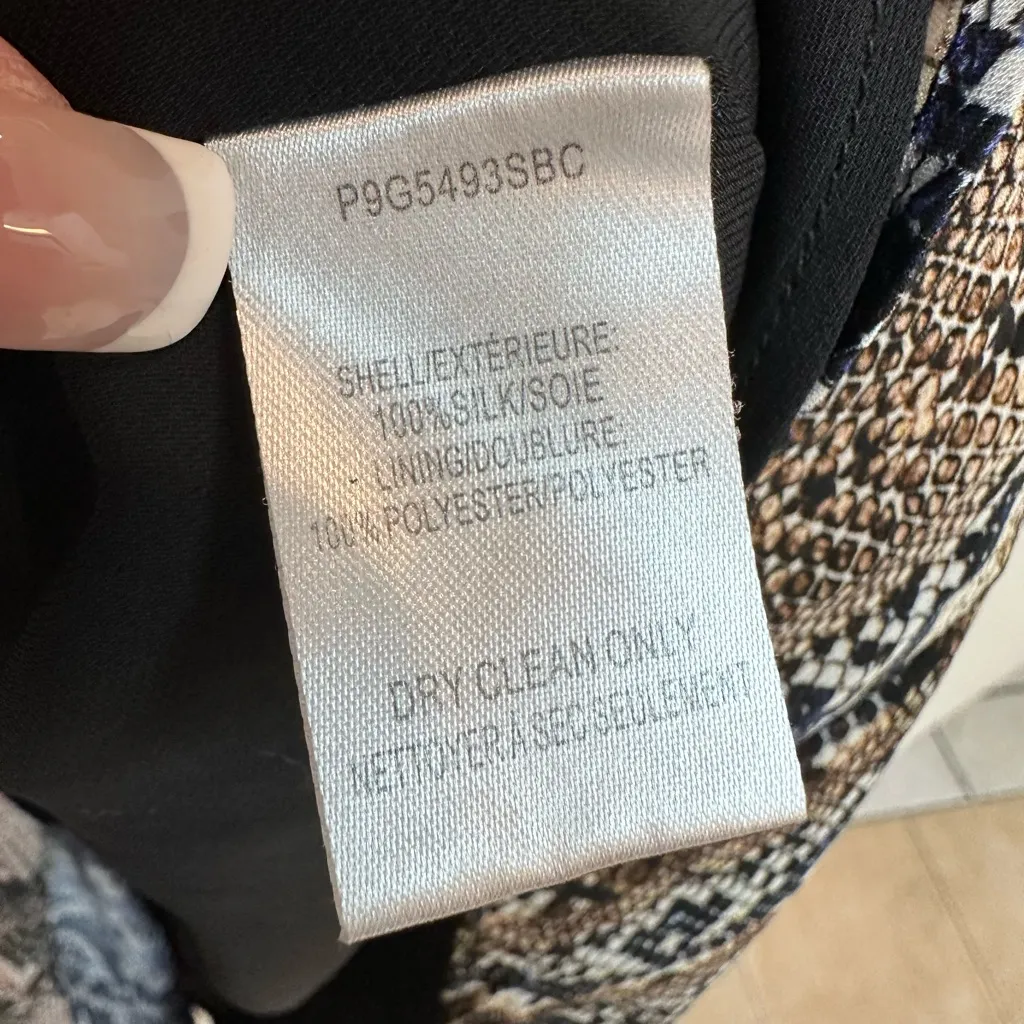 Parker Delia 100% Silk Snake Print Delia Dress Size 12 Formal Ruched Ruffle - Image 14