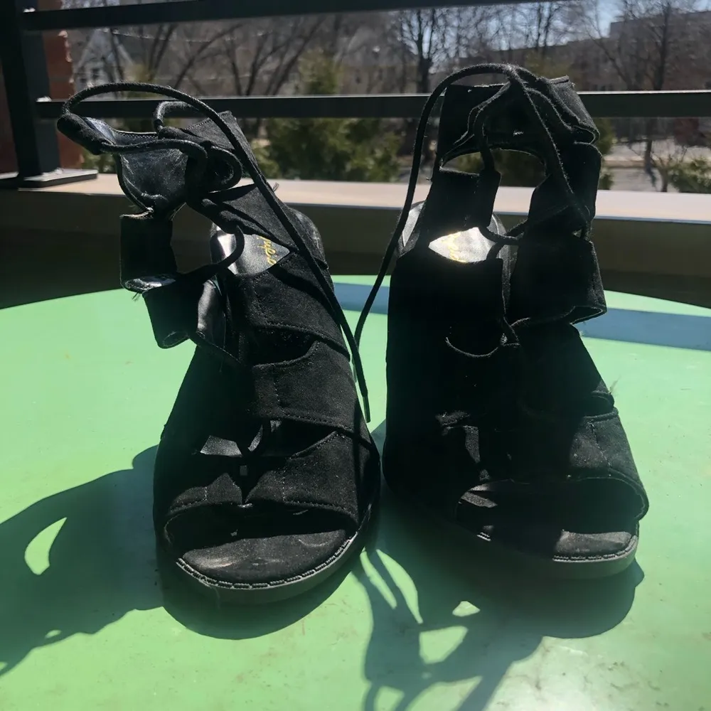 Suede Tie-Up Wedges - Image 2