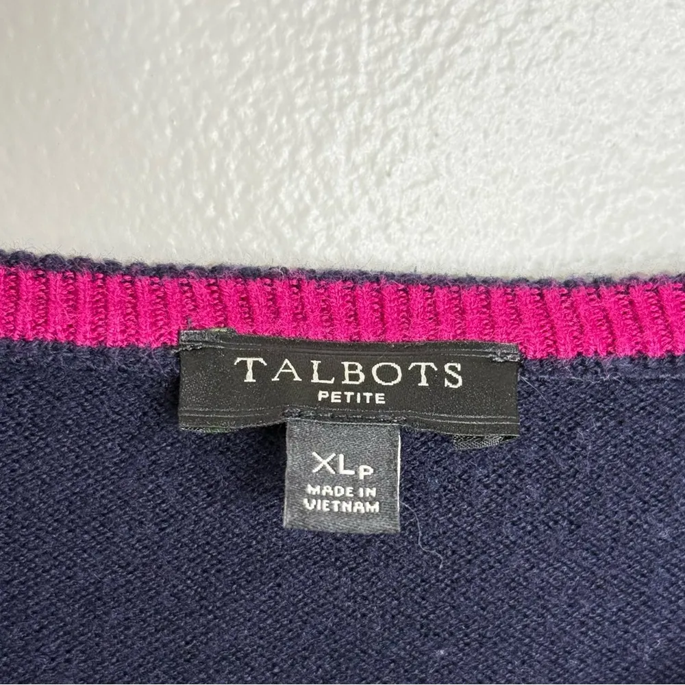Talbots Petites Sweater Women’s Size XL Petite Navy Blue Multicolor Stripes - Image 4