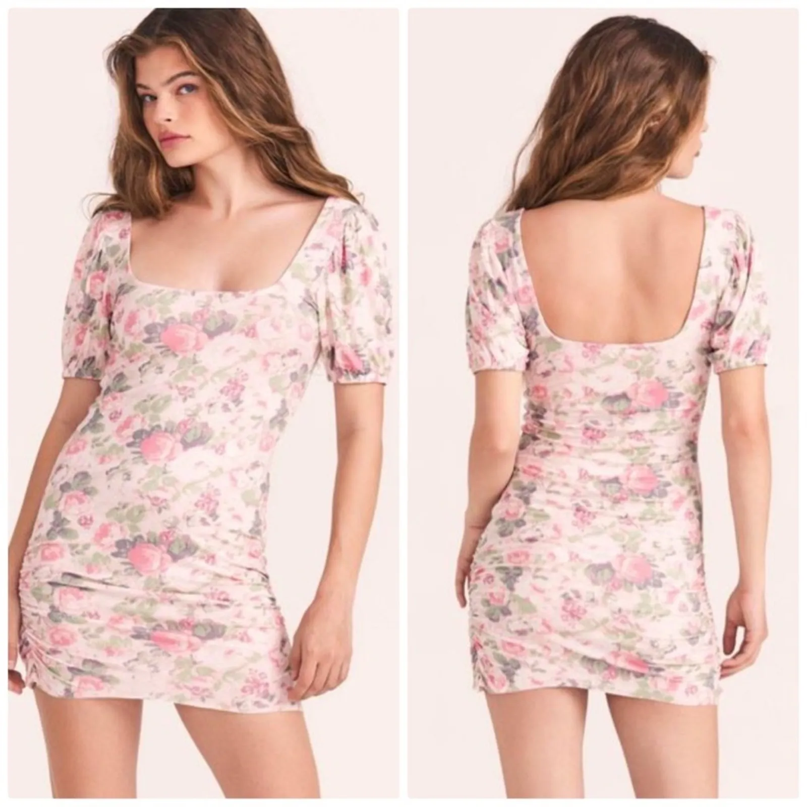 LoveShackFancy Women's Dalary Floral‎ Scoop Neck Puffed Sleeve Dress Size Medium - Image 2