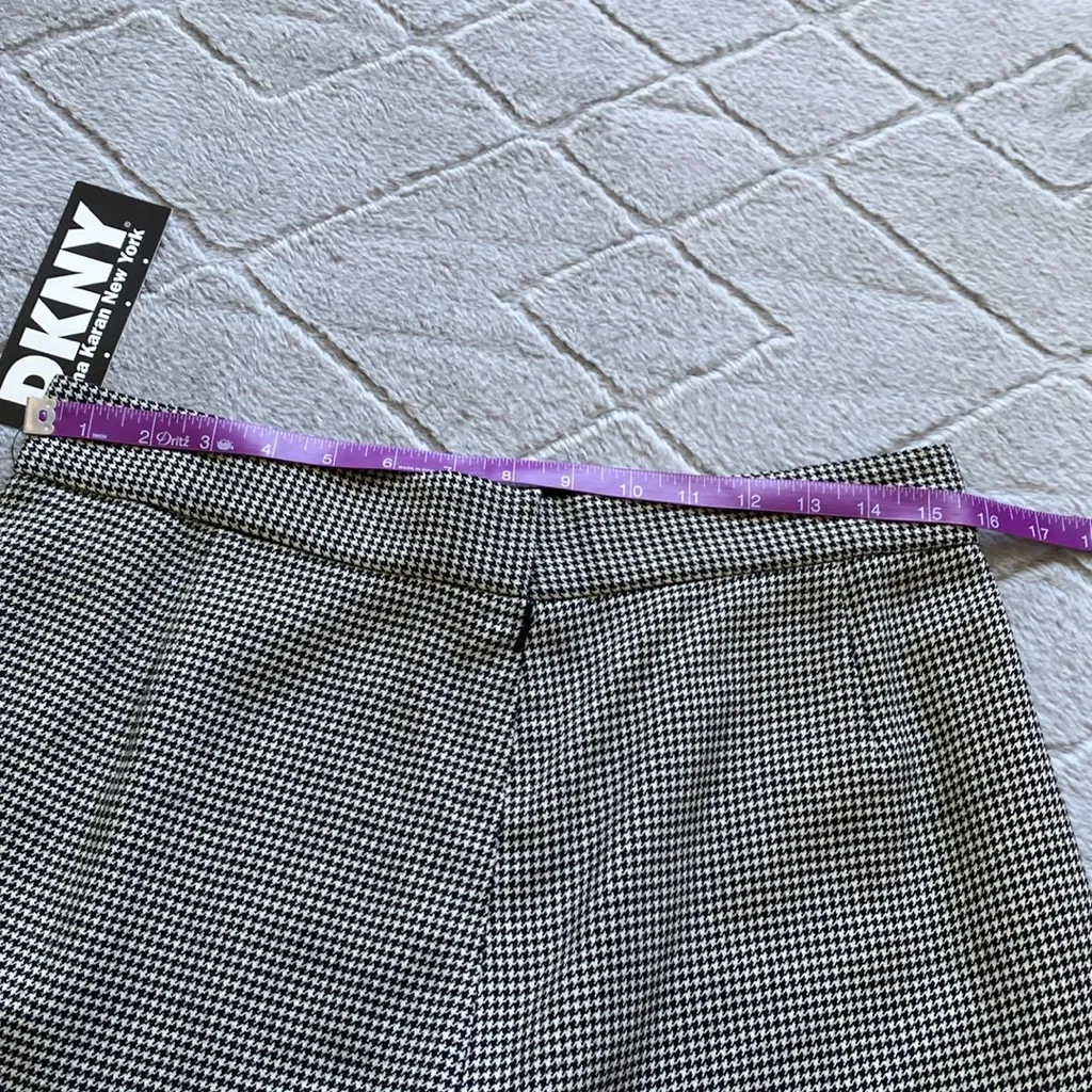 VTG Deadstock DKNY 100% Wool Wide Leg Houndstooth Cuffed Dress Pants - Image 10