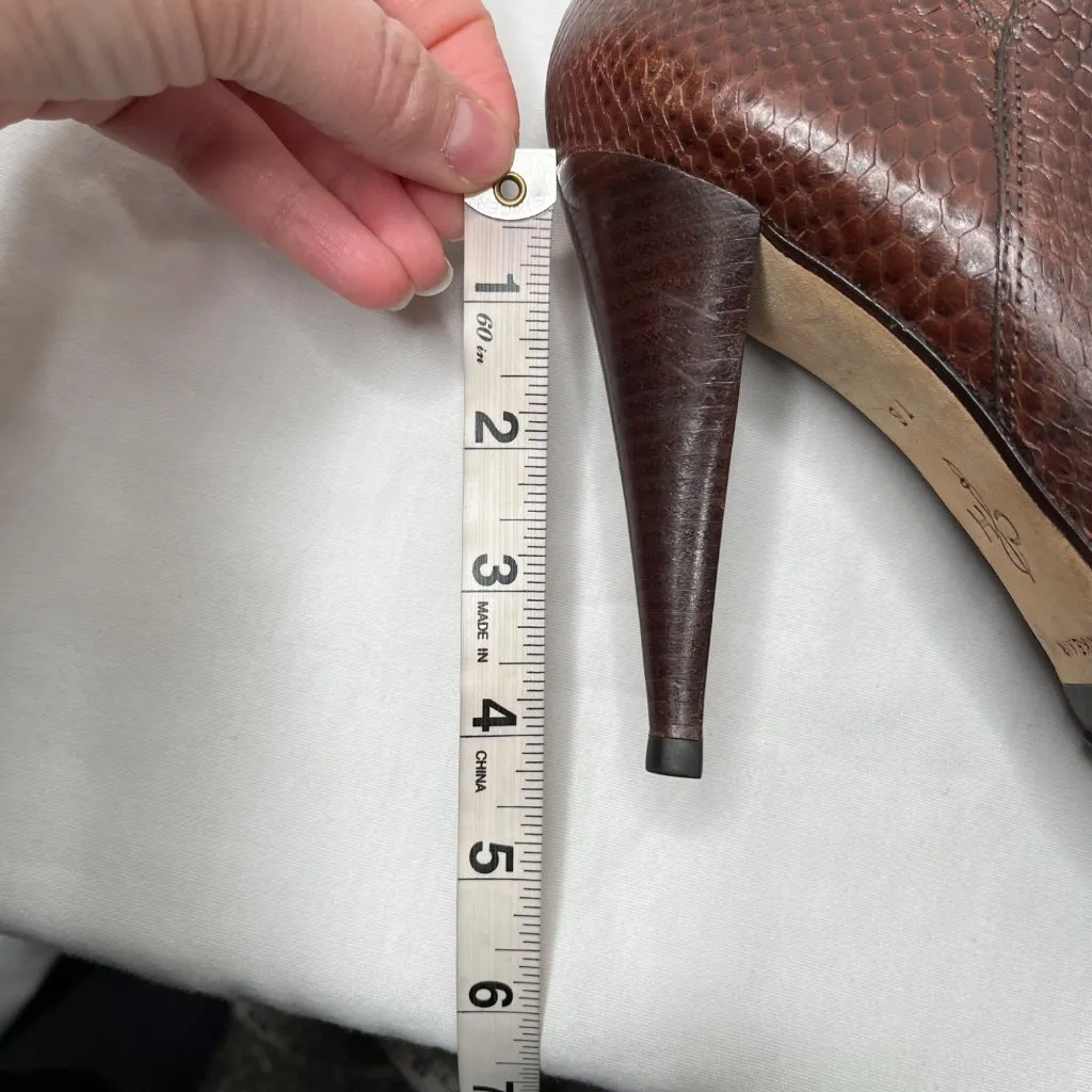 Cole Haan Nike Air Womens Brown Scale Print Leather High Heel Ankle Boots 7 - Image 3