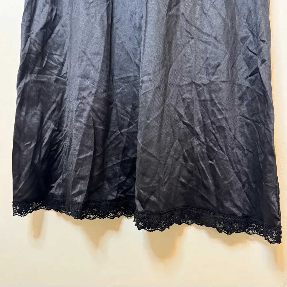 Vintage Black Lace Slip Dress Size Medium / Large Babydoll Y2K Vtg Made in USA - Image 3