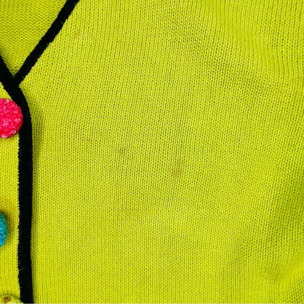 Jack b quick lime green / pink cardigan sweater shirt beaded xl damaged diy - Image 3