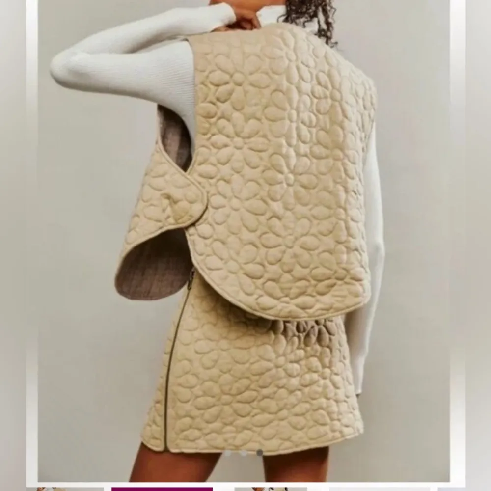 NWT FREE PEOPLE FOLKA FLORAL QUILTED VEST & SKIRT SET size Large E5 - Image 2