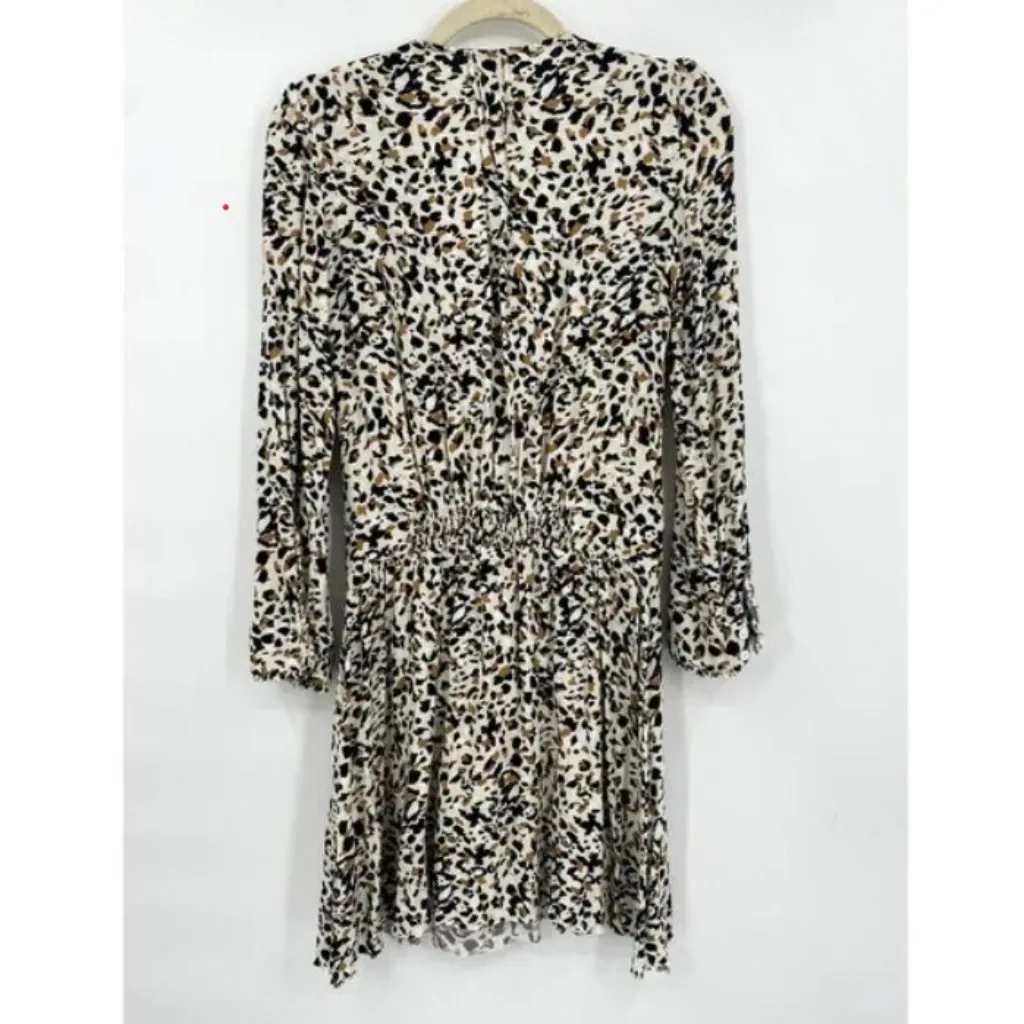 Zadig & Voltaire Remus Leo Leopard Long Sleeve Button Down Mini Dress Size Small - Image 4