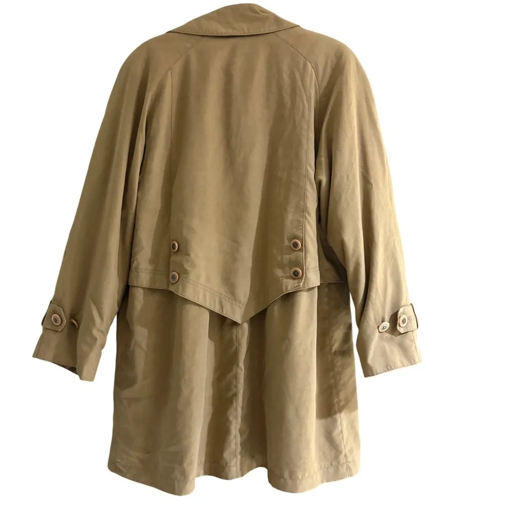 Gallery Trench Coat Removable Hood Classic Rain Coat Button Front Size 12 Medium - Image 2