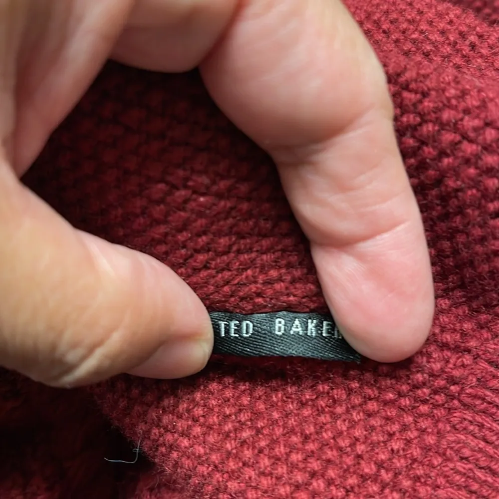 Women's Ted Baker Red Valentine Wool Blend Cable Knit Jumper Sweater Size Small - Image 5