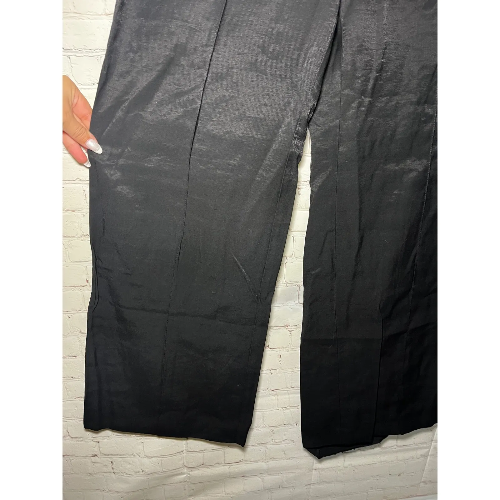WAYF Wide Leg Tailored Pants Black High Rise Slacks Minimalist Size S - Image 4