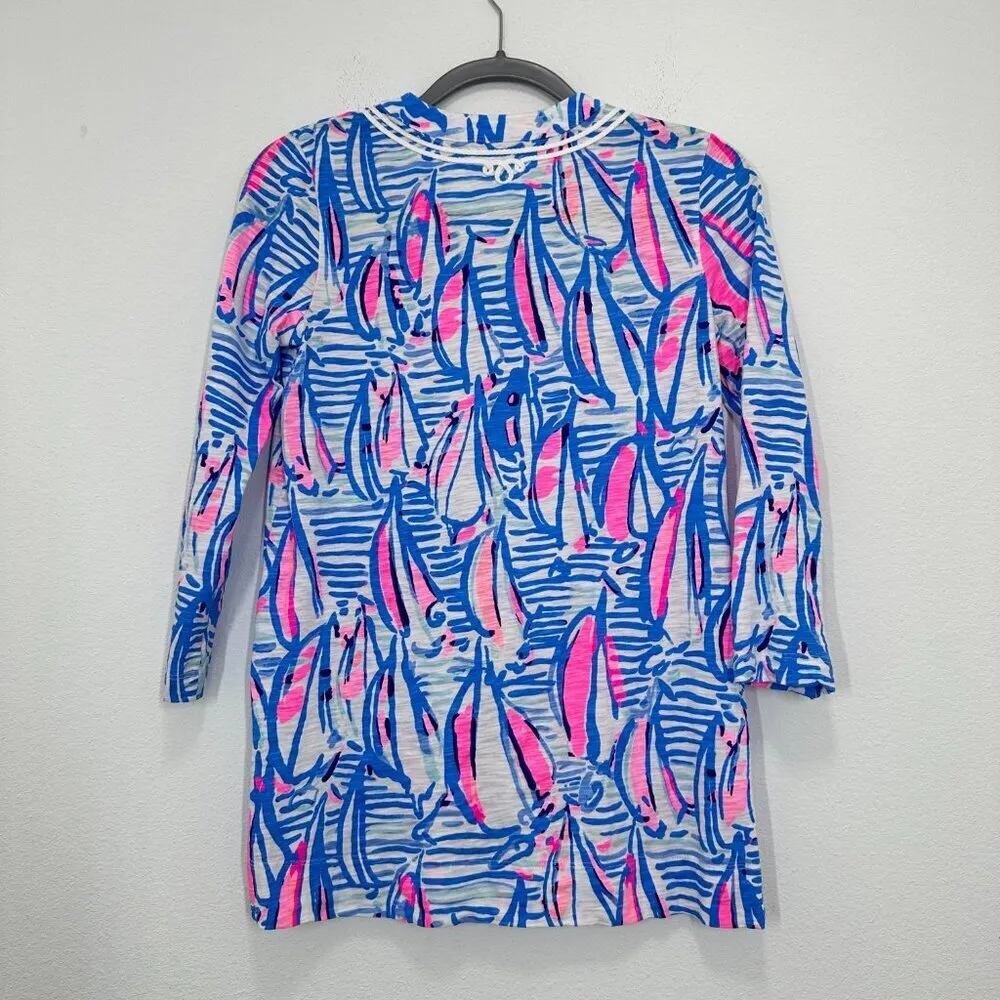 Lilly Pulitzer Red‎ Right Return Sailboat Kaia Knit Tunic Top XS Beachy Resort - Image 2