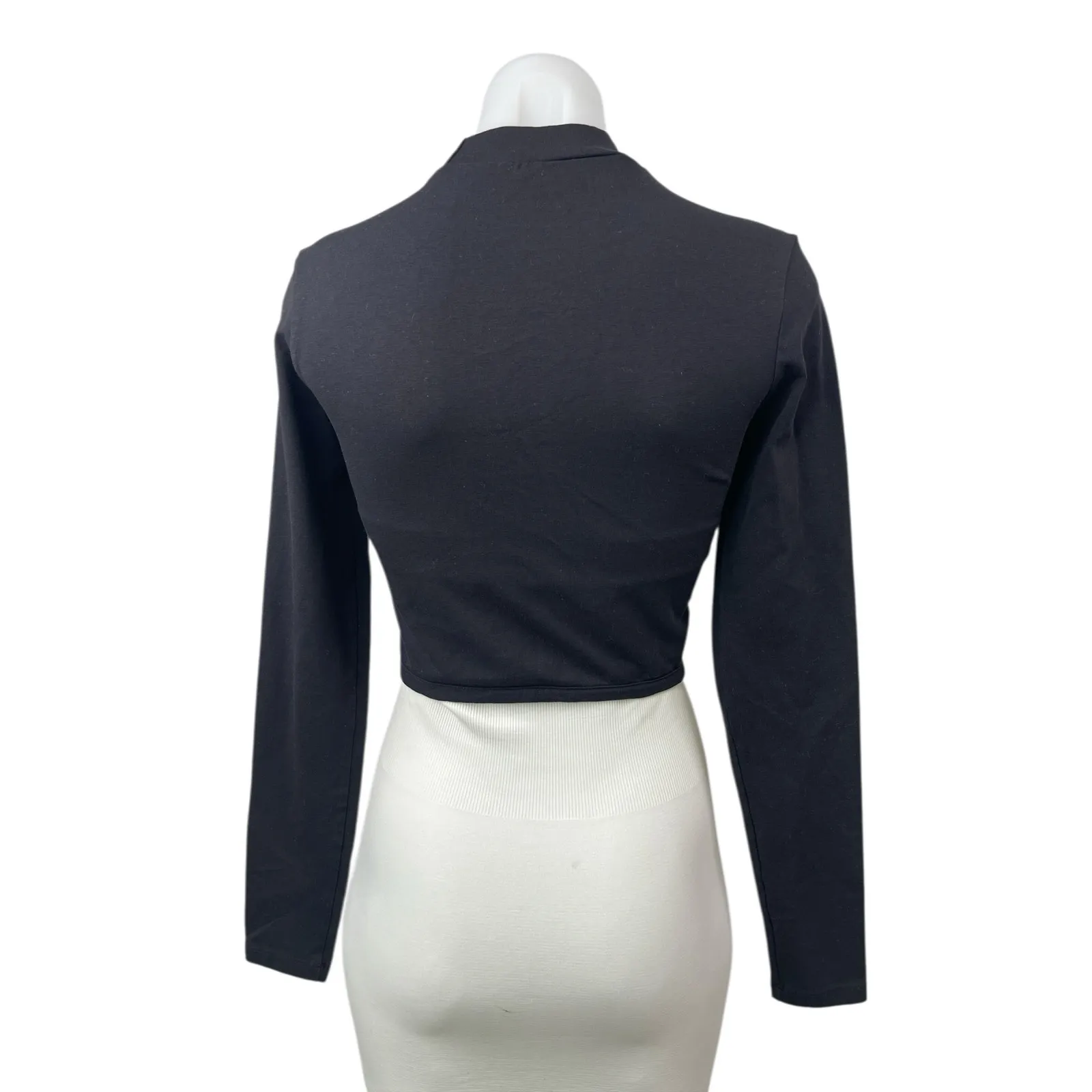 NA-KD Women's Black Long Sleeve Mock Neck Mesh Corset Bustier Crop Top Size S - Image 2