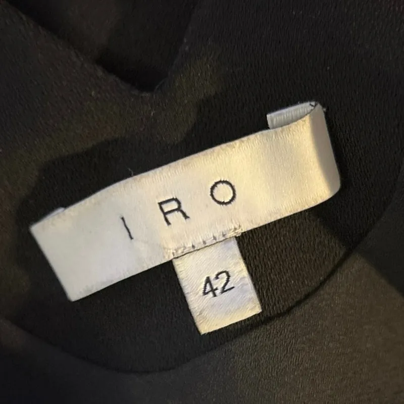 IRO  Size 42 US 10 Breen Shift Mini Dress Lace Up Open Shoulder Black - Image 6