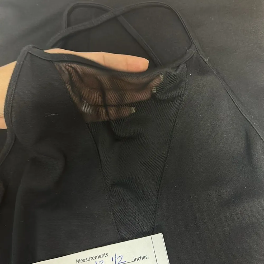 Luxe Comfort Mesh High Neck Cross Back Mini Black Dress Sz Small - Image 11