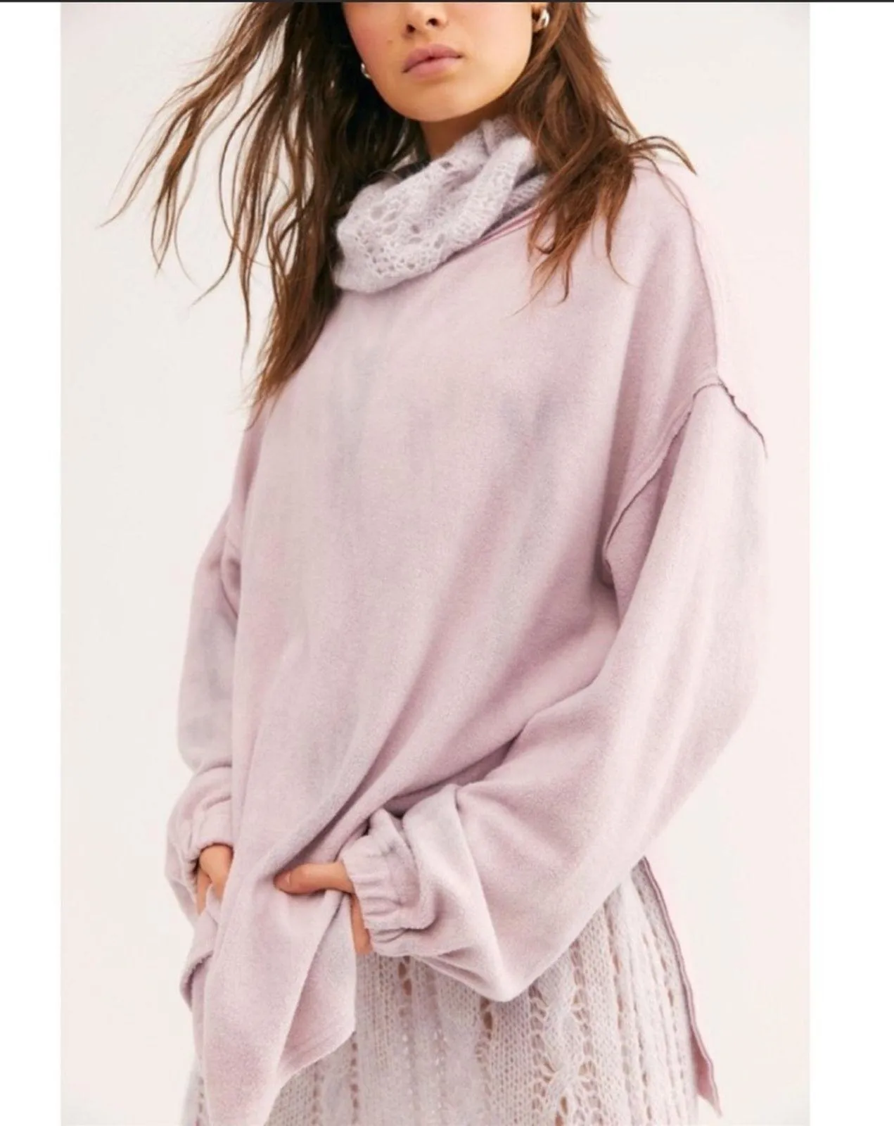 FREE PEOPLE Womens Casual Fleece Tie Dye Someday Oversize Pullover Sweater XS - Image 2