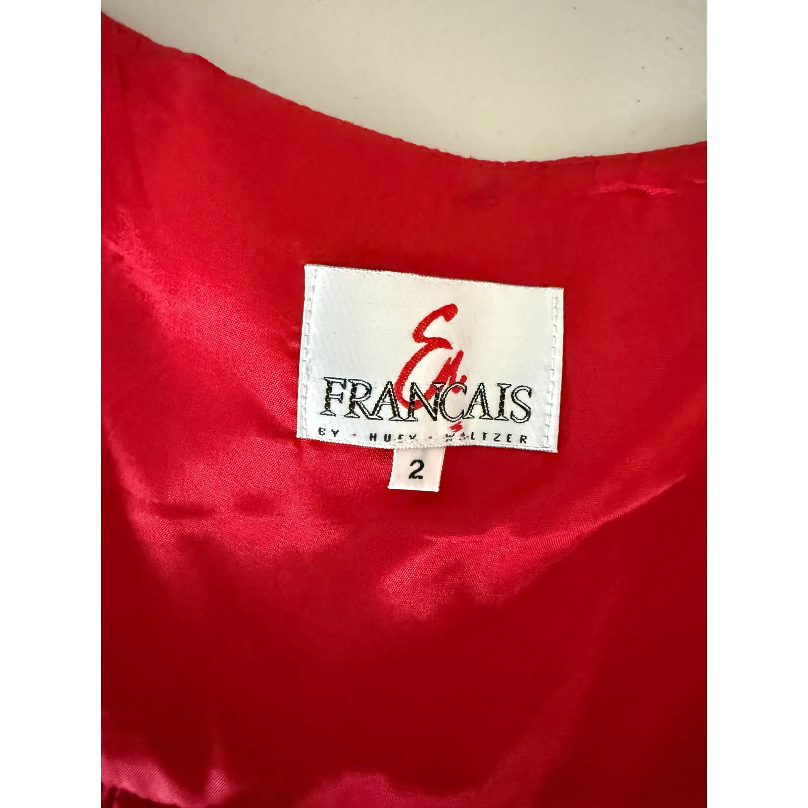 Vtg 80s/90s Huey Waltzer Red Satin Halter Cocktail Mini Dress US 2 Holiday Xmas - Image 4