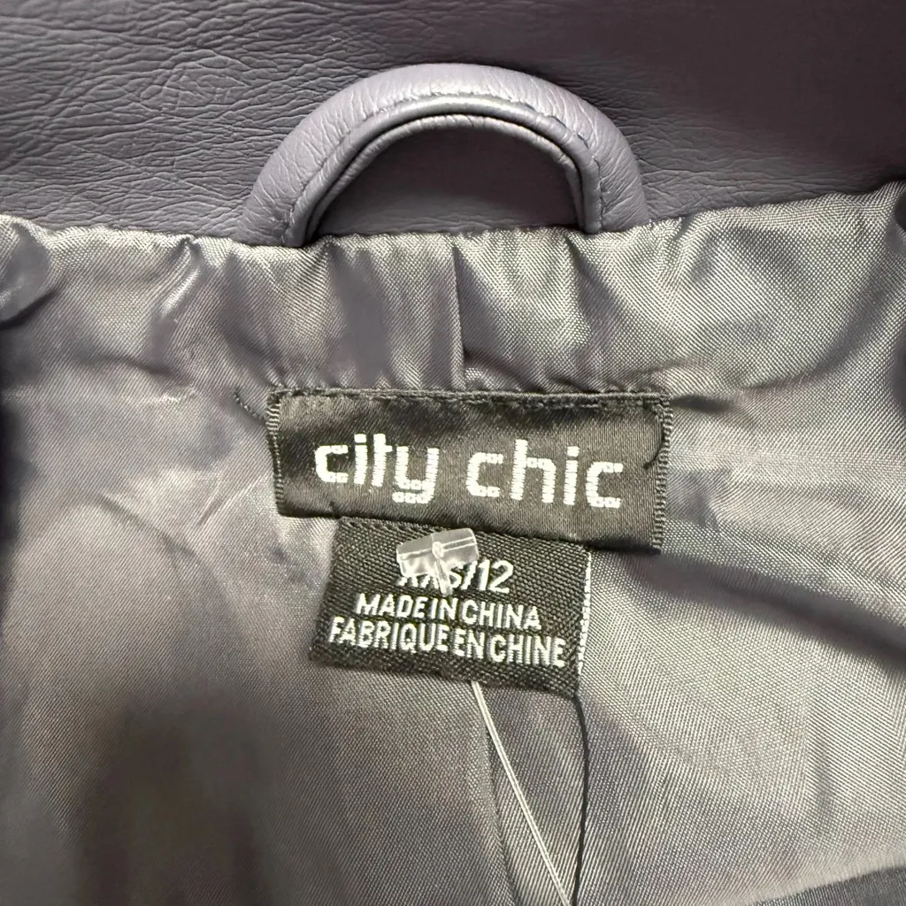 City Chic Slate Grey Biker Jacket - New - Size 12 - Image 6