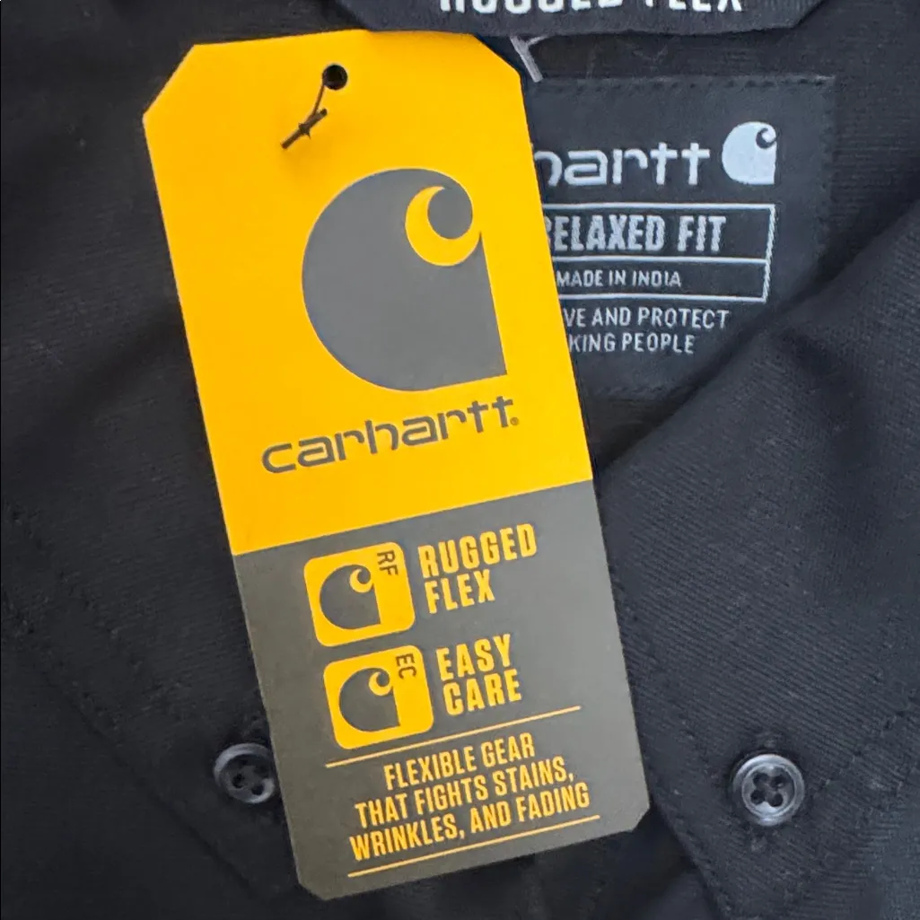 CARHARTT Rugged Flex Relaxed Fit Work Shirt XL 25” p2p Black $45 Retail NWT - Image 5